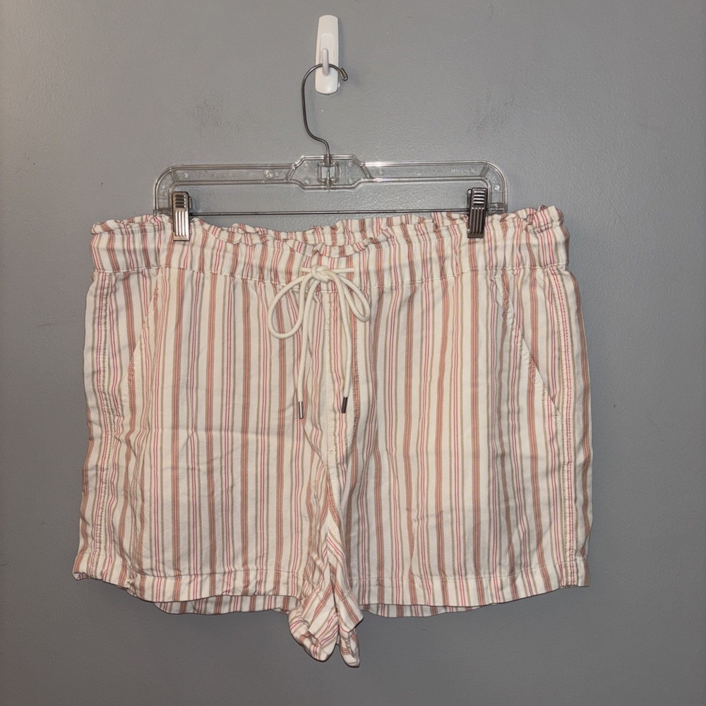 Loft Drawstring Elastic Waist Shorts Coral Striped Women's Size XL Beach